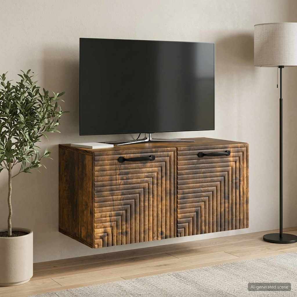 Wandbeugel TV-kast Gerookt eiken 59,5 x 31 x 30 cm Bewerkt hout is nu te koop bij PeponiXL, paradijselijk wonen!