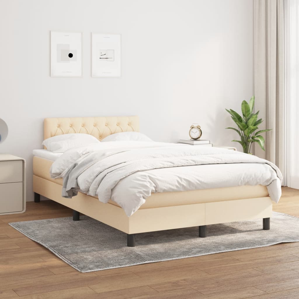 Boxspring met matras stof crèmekleurig 120x200 cm is nu te koop bij PeponiXL, paradijselijk wonen!