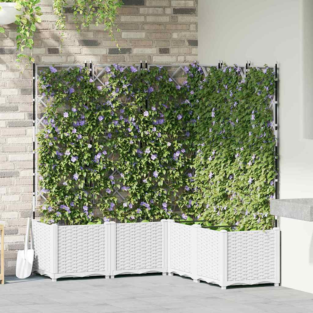 Tuin Bloempot 5 pcs Wit 120 x 120 x 143 cm Kunststof is nu te koop bij PeponiXL, paradijselijk wonen!