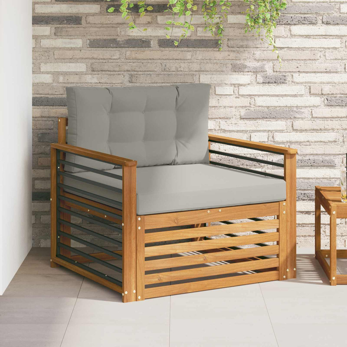 Tuinbank Massief Acaciahout en Polyester Naturel en lichtgrijs is nu te koop bij PeponiXL, paradijselijk wonen!