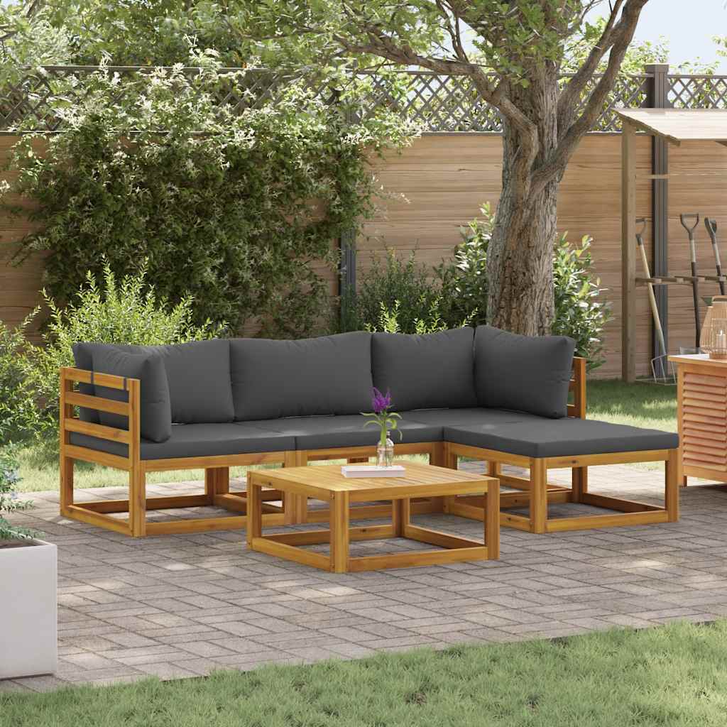 5-delige Loungeset met kussens massief acaciahout is nu te koop bij PeponiXL, paradijselijk wonen!