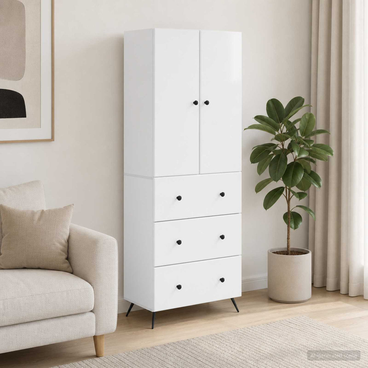 Kastenset 2 pcs Hoogglans Wit 66 x 34,5 x 90 cm Bewerkt hout is nu te koop bij PeponiXL, paradijselijk wonen!