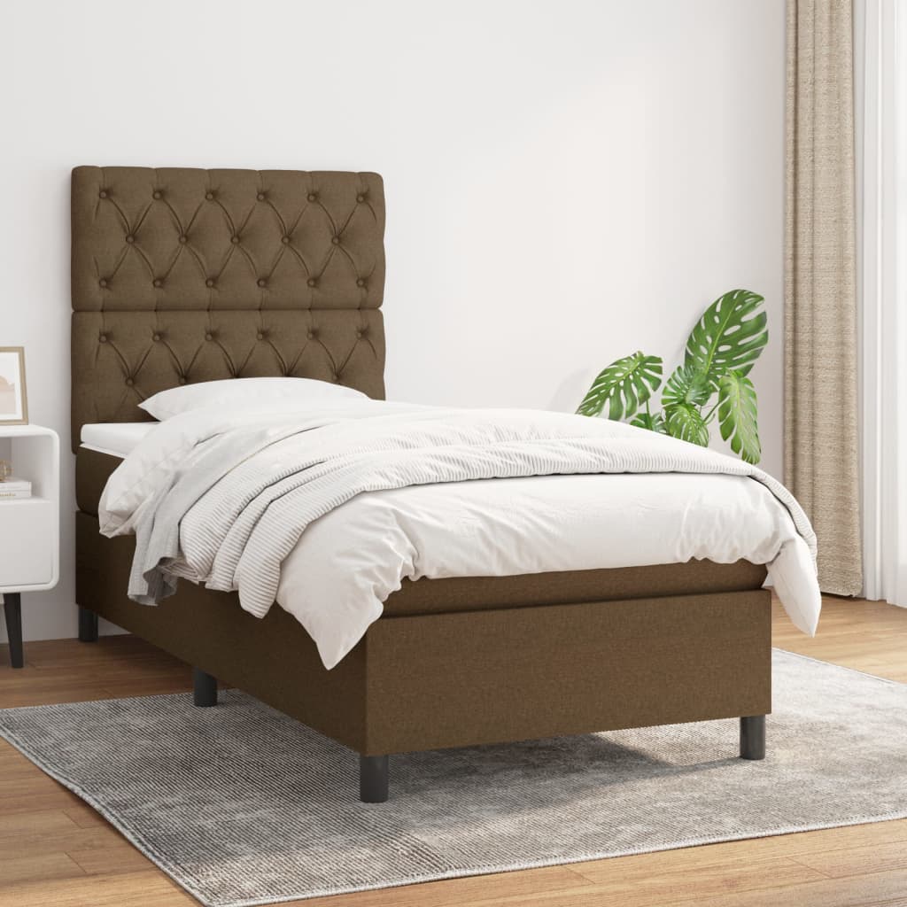 Boxspring met matras stof donkerbruin 80x200 cm is nu te koop bij PeponiXL, paradijselijk wonen!
