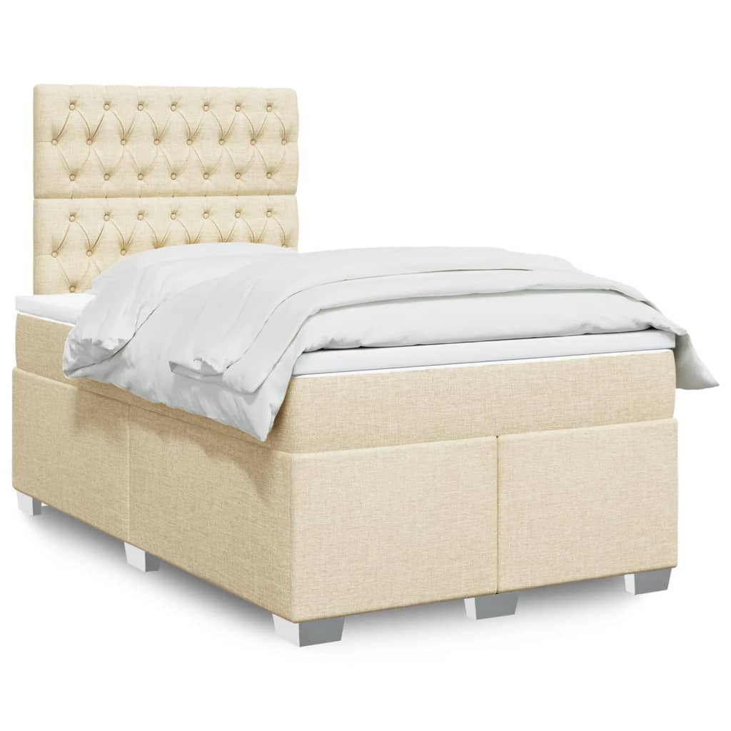 Boxspring met matras stof crèmekleurig 120x200 cm is nu te koop bij PeponiXL, paradijselijk wonen!