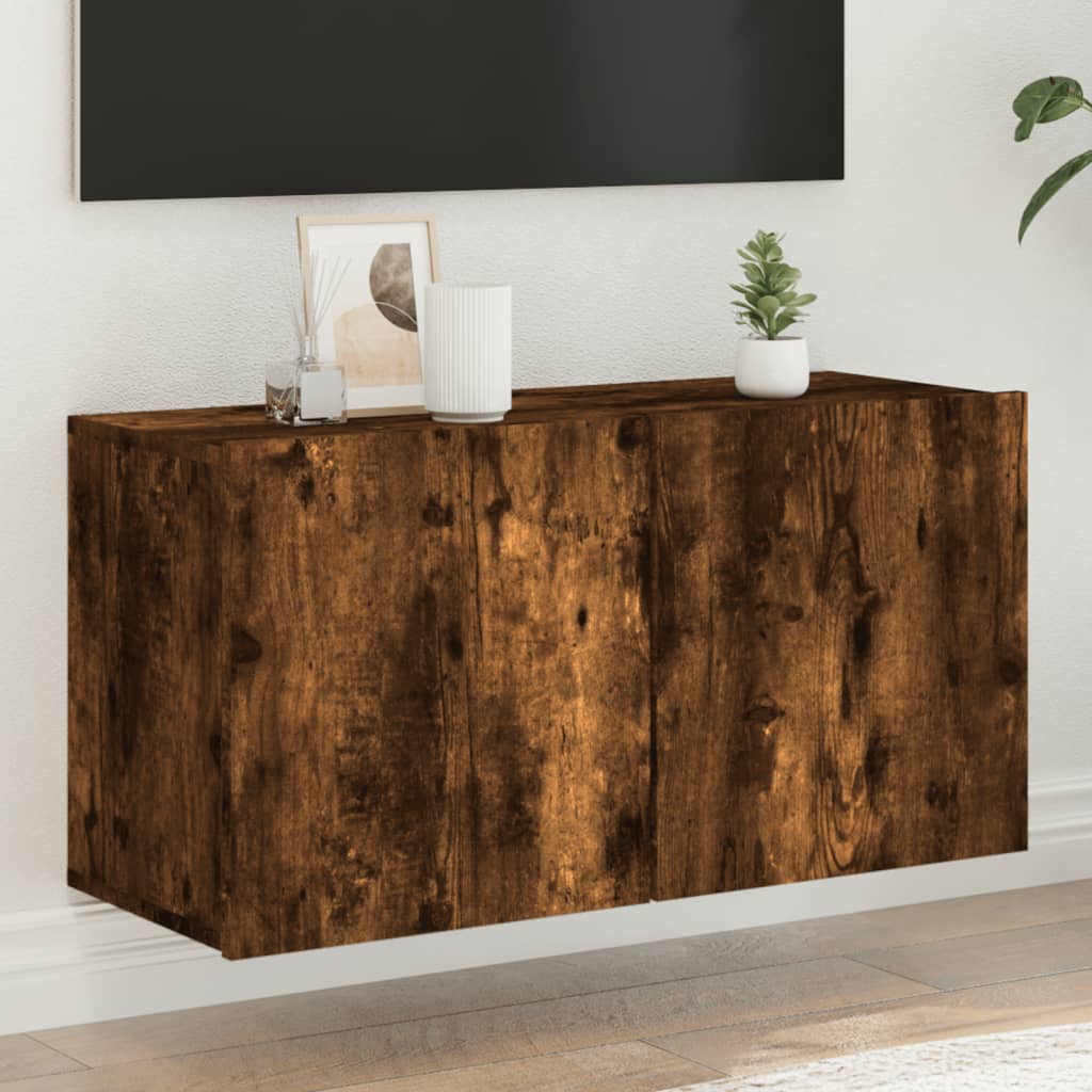 Tv-meubel wandgemonteerd 80x30x41 cm gerookt eikenkleurig is nu te koop bij PeponiXL, paradijselijk wonen!