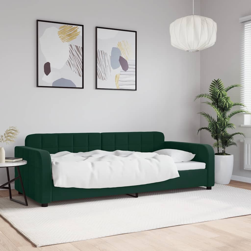 Slaapbank 90x200 cm fluweel donkergroen is nu te koop bij PeponiXL, paradijselijk wonen!