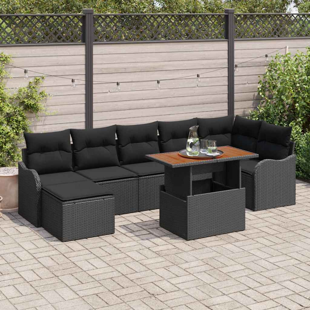Tuin Sofa Set met opslag 8 pcs Zwart Poly riet is nu te koop bij PeponiXL, paradijselijk wonen!