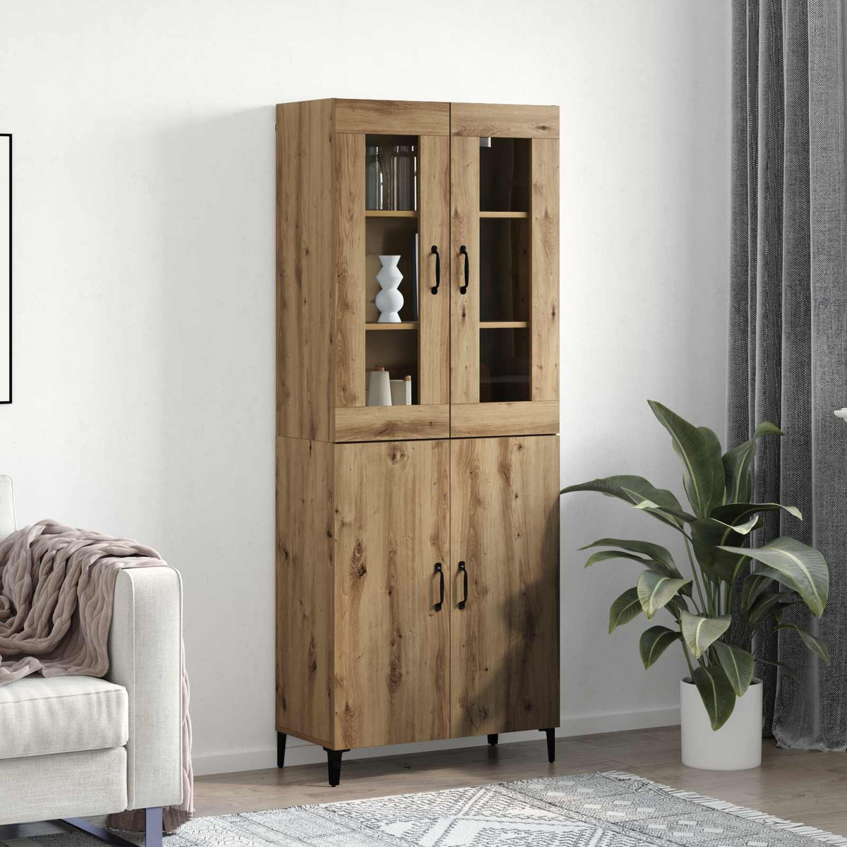 Hoge kast 2 pcs Artisan Eiken 69,5 x 34 x 180 cm Bewerkt hout is nu te koop bij PeponiXL, paradijselijk wonen!