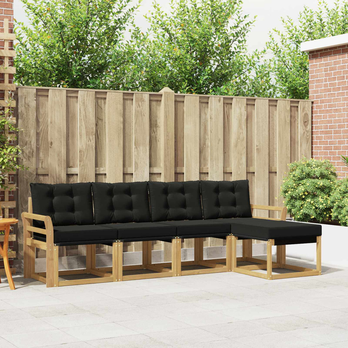 Buiten bankenset met kussen 5 pcs Wit en zwart is nu te koop bij PeponiXL, paradijselijk wonen!