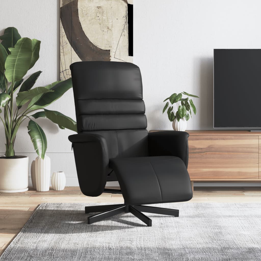 Fauteuil verstelbaar met voetensteun kunstleer zwart is nu te koop bij PeponiXL, paradijselijk wonen!