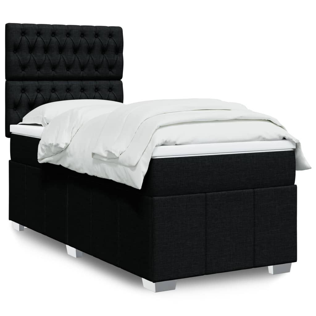Boxspring met matras stof zwart 80x200 cm is nu te koop bij PeponiXL, paradijselijk wonen!