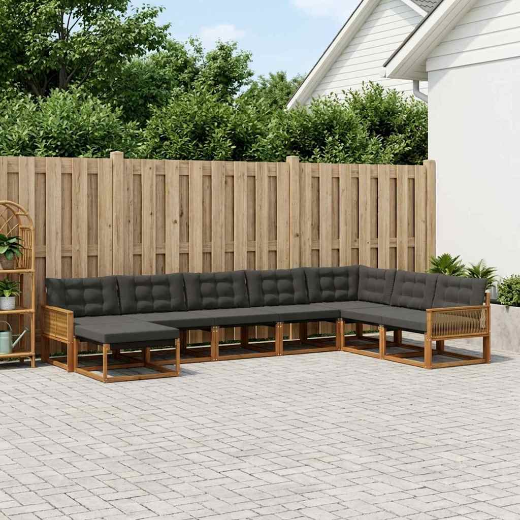 Buiten bankenset met kussen 8 pcs Naturel en Zwart is nu te koop bij PeponiXL, paradijselijk wonen!