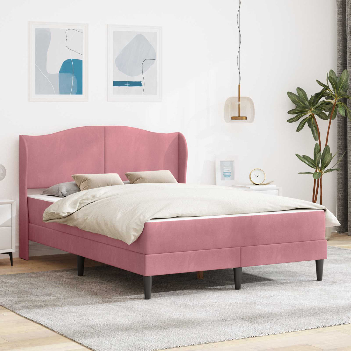 Bedframe met hoofdeinde Roze 140 x 190 cm Fluweel is nu te koop bij PeponiXL, paradijselijk wonen!