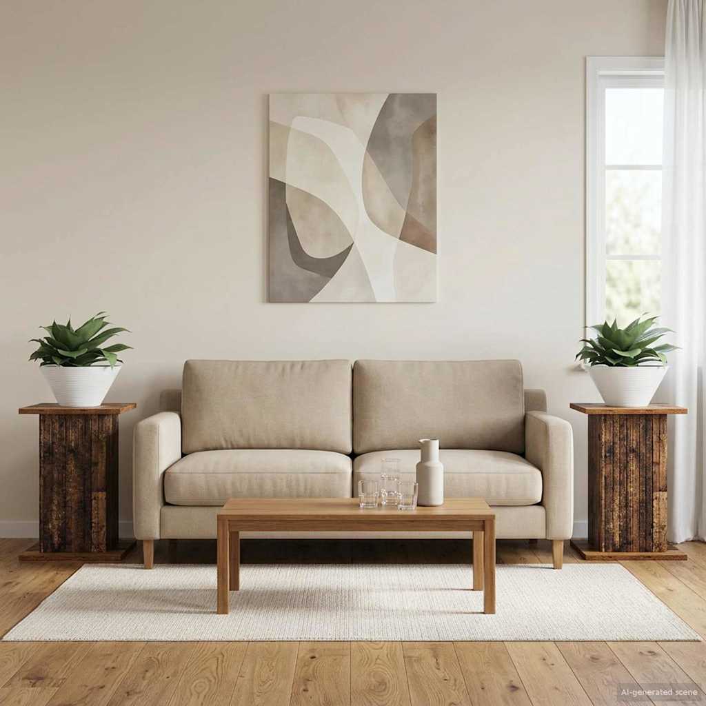 Plantenstandaard 2 pcs Oud hout 30,5 x 30 x 43 cm Bewerkt hout is nu te koop bij PeponiXL, paradijselijk wonen!