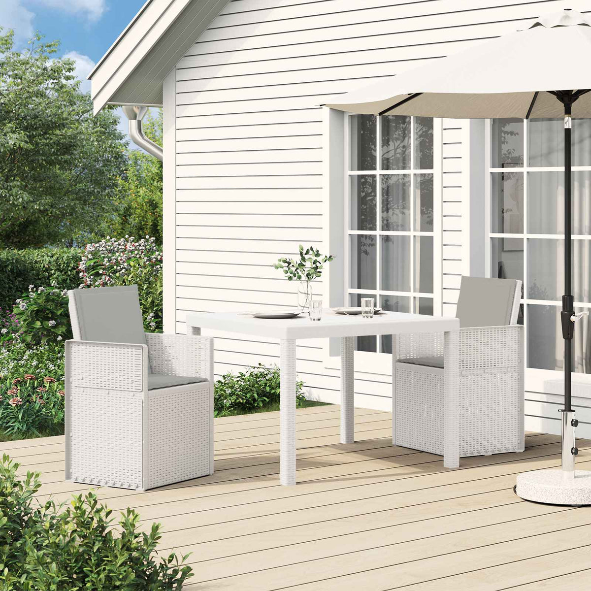 Tuin Eetstoelen 2 pcs Wit en Lichtgrijs PP is nu te koop bij PeponiXL, paradijselijk wonen!