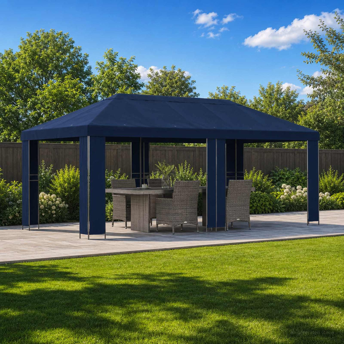 Tuinprieel 6 x 3 m Blauw Polyester en staal 190 is nu te koop bij PeponiXL, paradijselijk wonen!