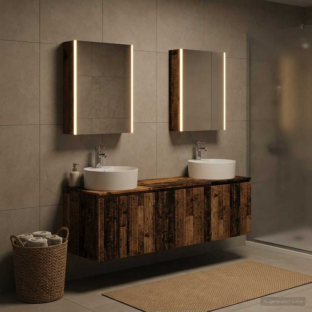 vidaXL Badkamerkastenset 5 st Oud hout Bewerkt hout
