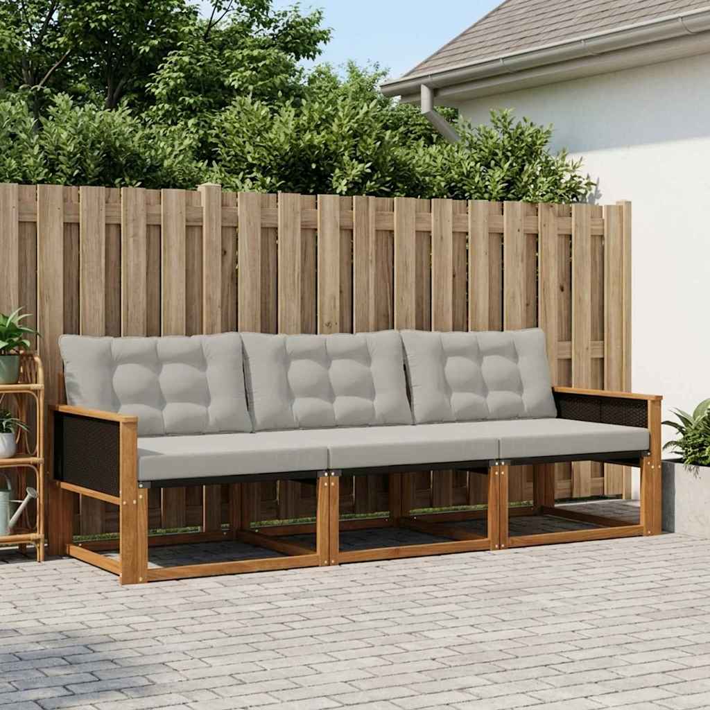 Buiten bankenset met kussen 3 pcs Naturel en lichtgrijs is nu te koop bij PeponiXL, paradijselijk wonen!
