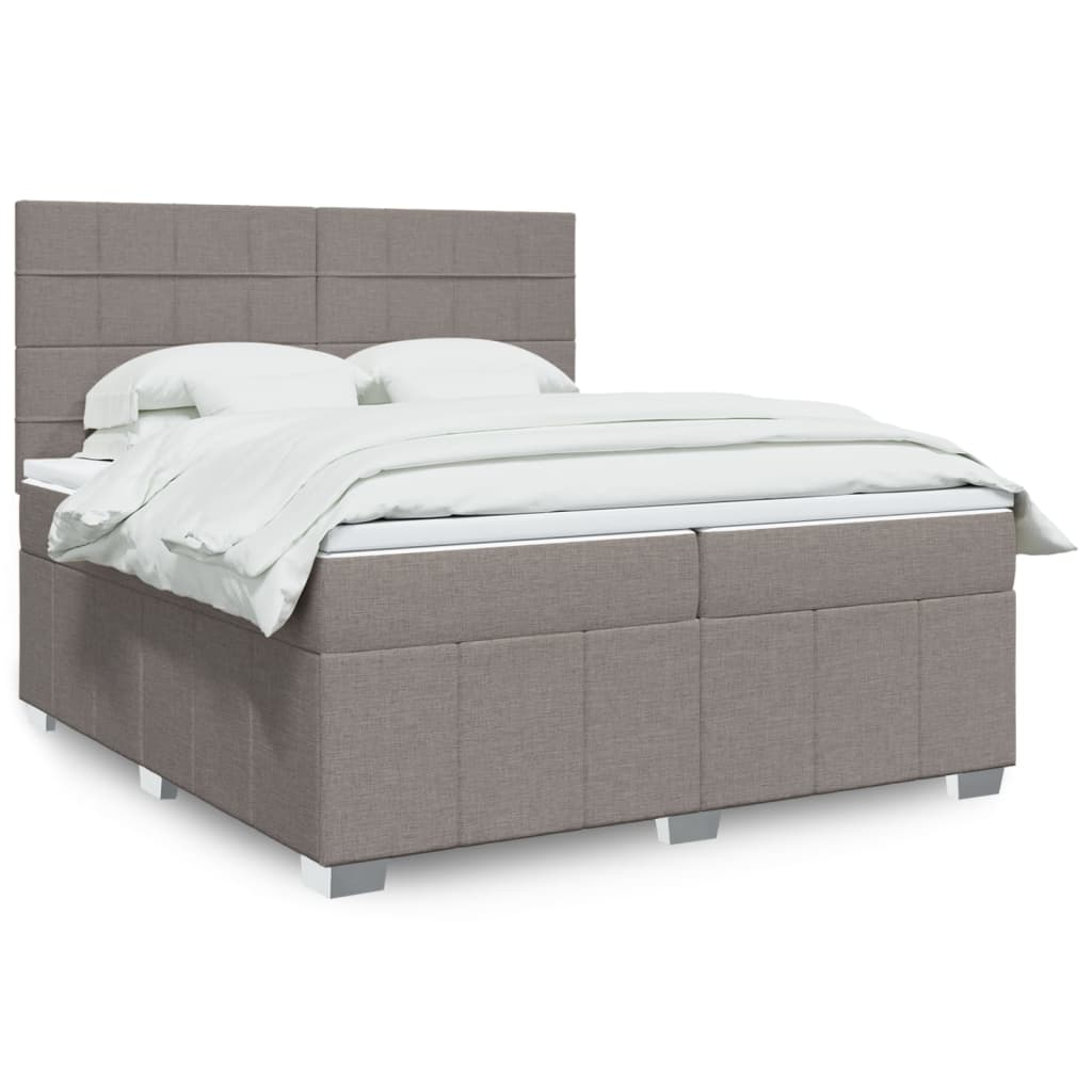 Boxspring met matras stof taupe 200x200 cm is nu te koop bij PeponiXL, paradijselijk wonen!