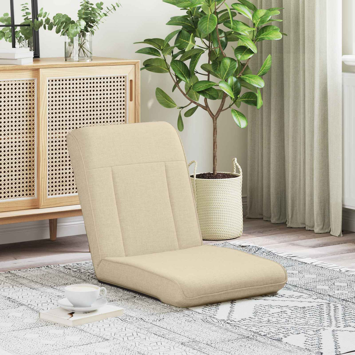 Vloerstoel Crème 50 x 73 x 60 cm Stof is nu te koop bij PeponiXL, paradijselijk wonen!