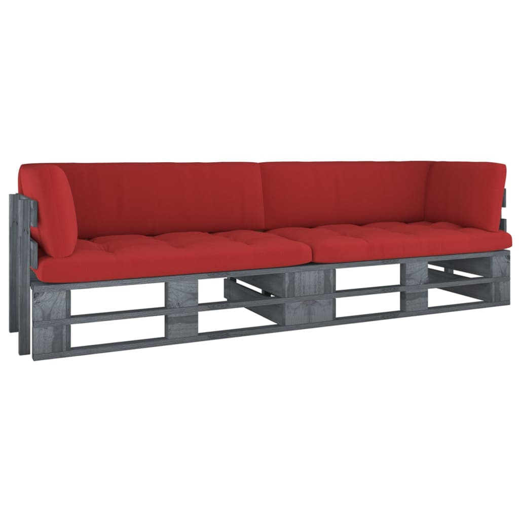 Tweezitsbank pallet met kussens grijs geïmpregneerd grenenhout is nu te koop bij PeponiXL, paradijselijk wonen!