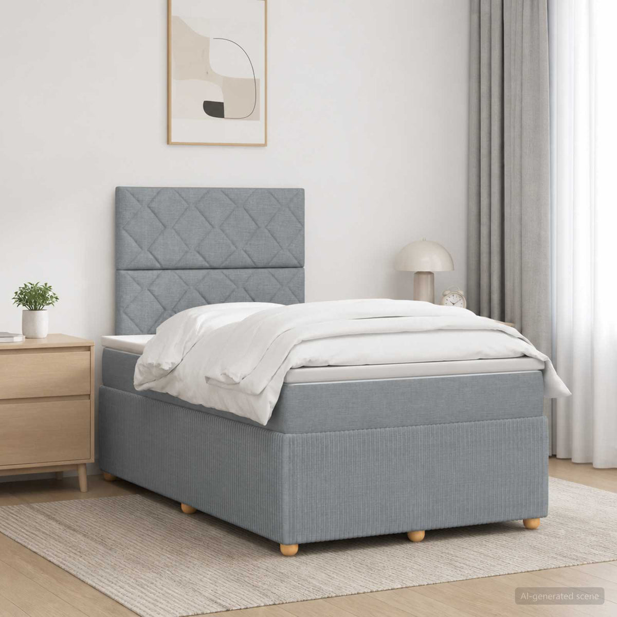 Boxspringbed met matras Lichtgrijs 120 x 200 cm Stof is nu te koop bij PeponiXL, paradijselijk wonen!