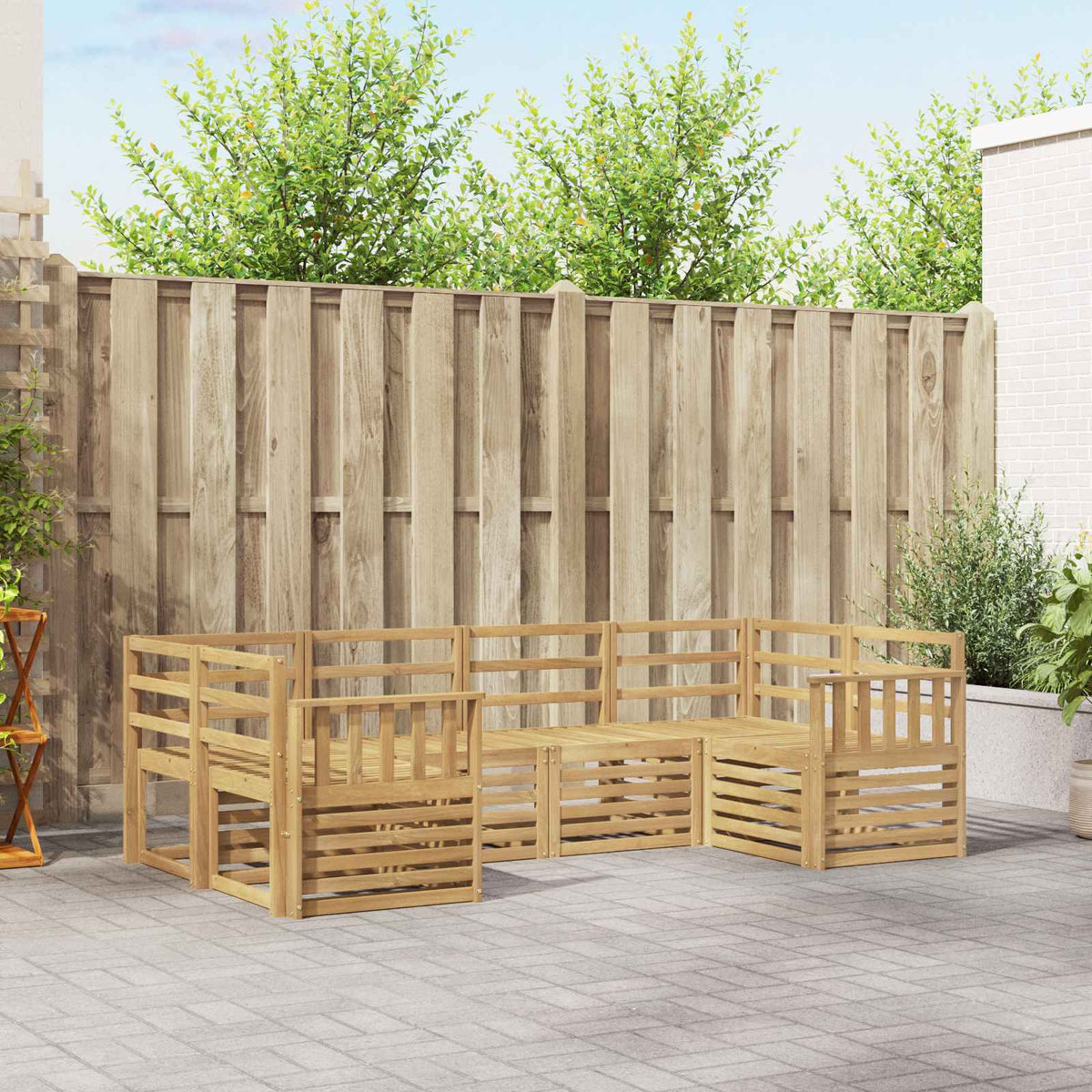 Buiten bankenset 6 pcs Wit 245 x 128,5 x 73 cm is nu te koop bij PeponiXL, paradijselijk wonen!