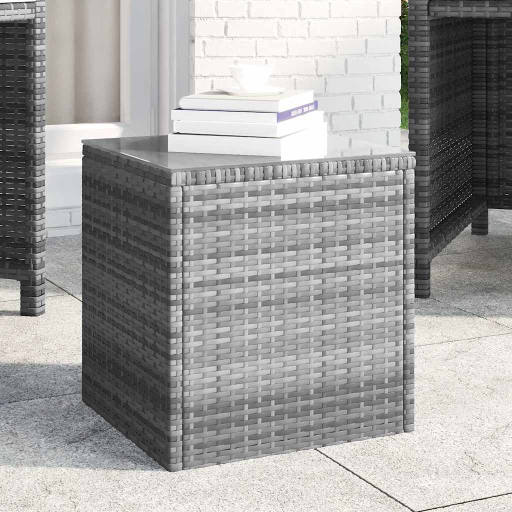 Bijzettafel 40x37x40,5 cm poly rattan en gehard glas grijs is nu te koop bij PeponiXL, paradijselijk wonen!