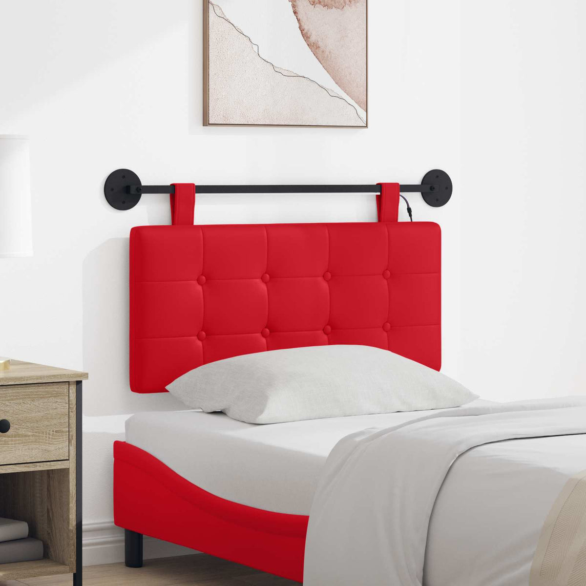 Hangend hoofdbord Met LED-verlichting Rood Kunstleer is nu te koop bij PeponiXL, paradijselijk wonen!
