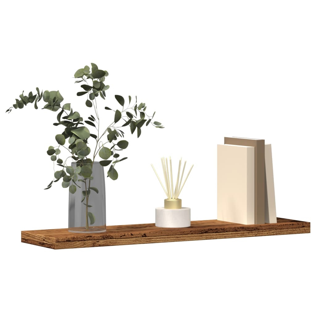 Wandschappen 4 st 40x10x1,5 cm bewerkt hout oud houtkleurig is nu te koop bij PeponiXL, paradijselijk wonen!