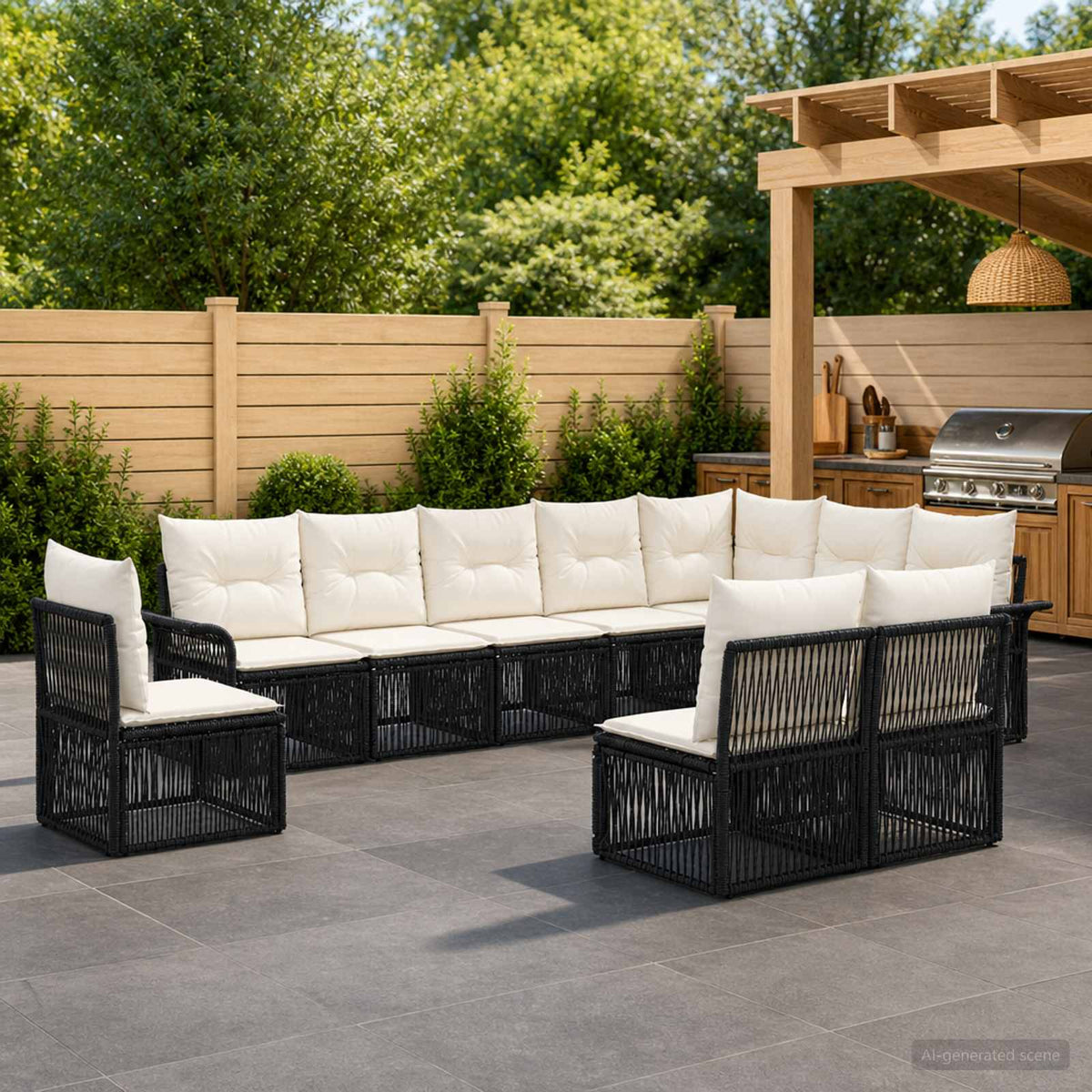 Tuinbankenset 10 pcs Zwart poly rattan is nu te koop bij PeponiXL, paradijselijk wonen!