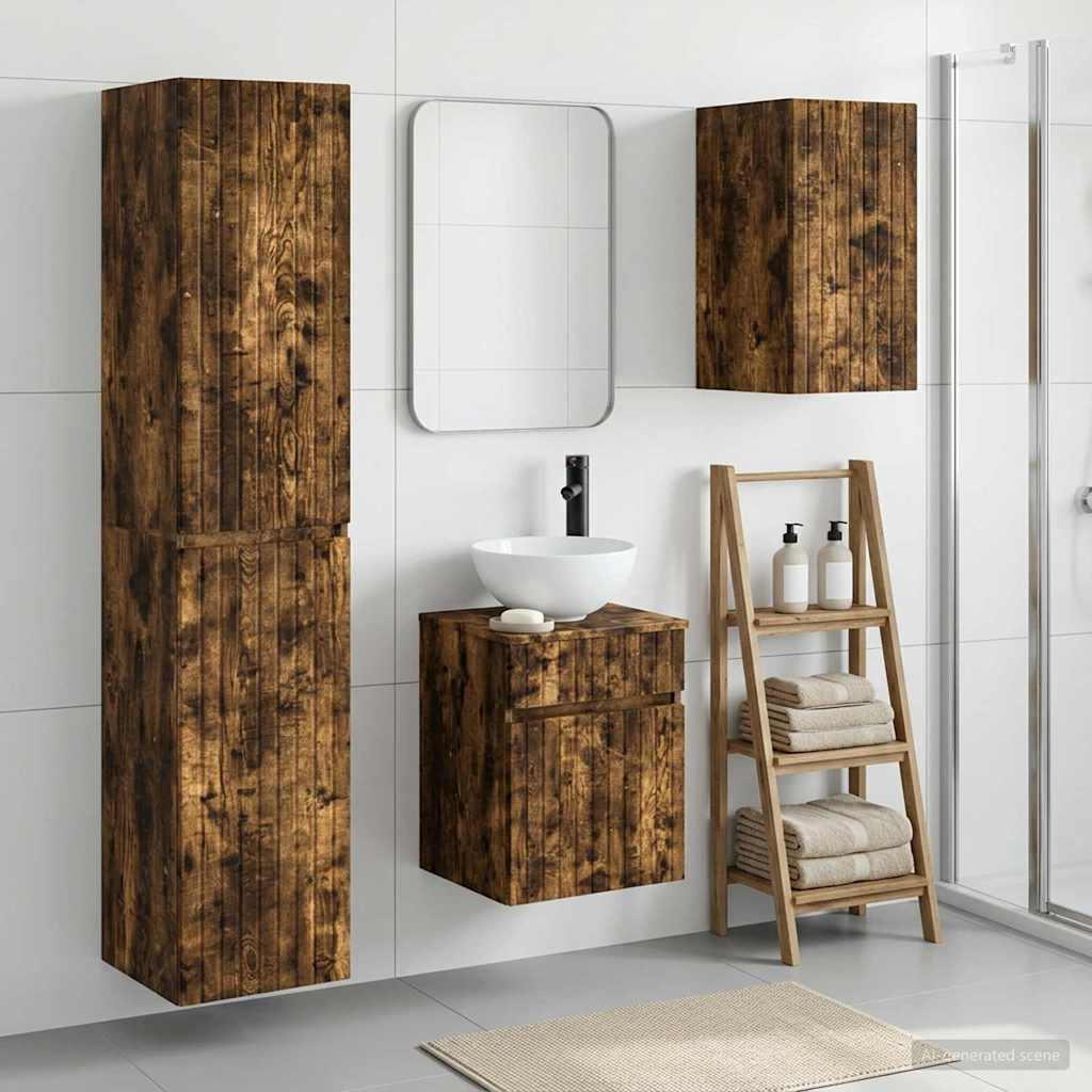 Badkamermeubelset 3 st Gerookt eiken 33 x 34,5 x 160 cm is nu te koop bij PeponiXL, paradijselijk wonen!