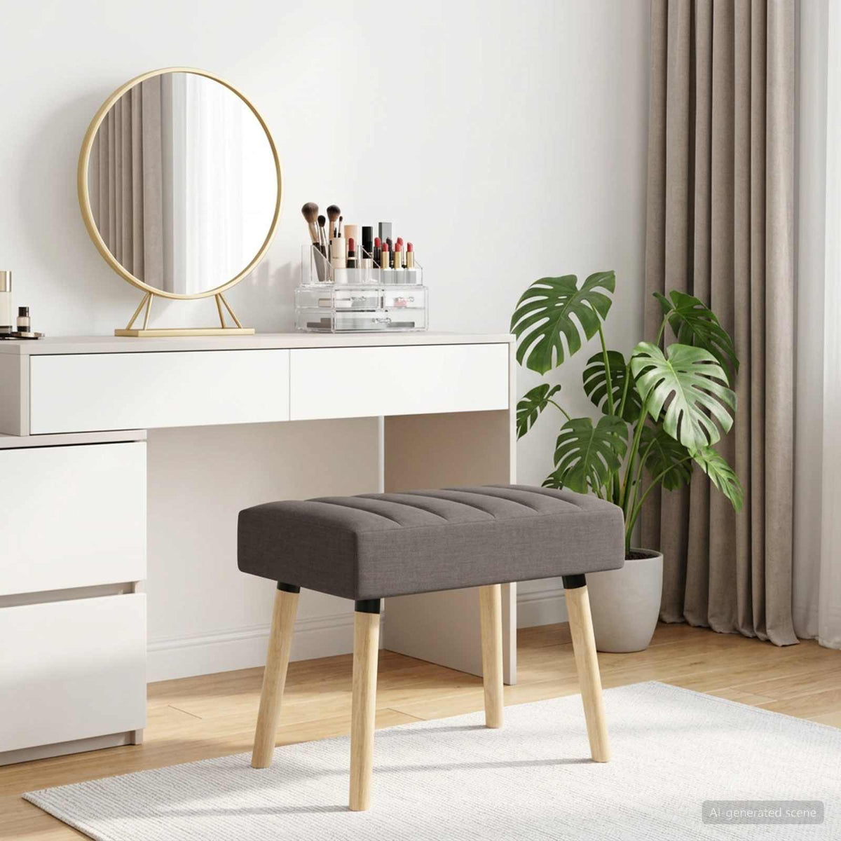 Kanaal-geplooide bank Taupe 60 x 40 x 45 cm Stof is nu te koop bij PeponiXL, paradijselijk wonen!
