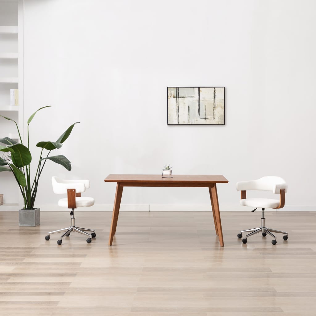 Eetkamerstoel draaibaar gebogen hout en kunstleer wit is nu te koop bij PeponiXL, paradijselijk wonen!