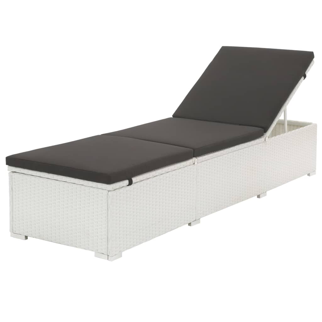 Ligbed met kussen poly rattan wit is nu te koop bij PeponiXL, paradijselijk wonen!