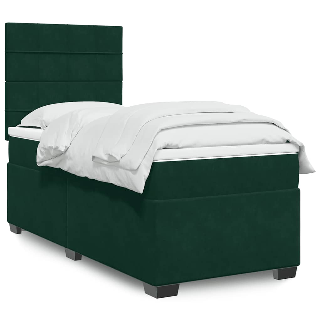 Boxspring met matras fluweel donkergroen 90x190 cm is nu te koop bij PeponiXL, paradijselijk wonen!