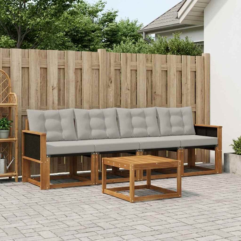 Buiten bankenset met kussen 5 pcs Naturel en lichtgrijs is nu te koop bij PeponiXL, paradijselijk wonen!