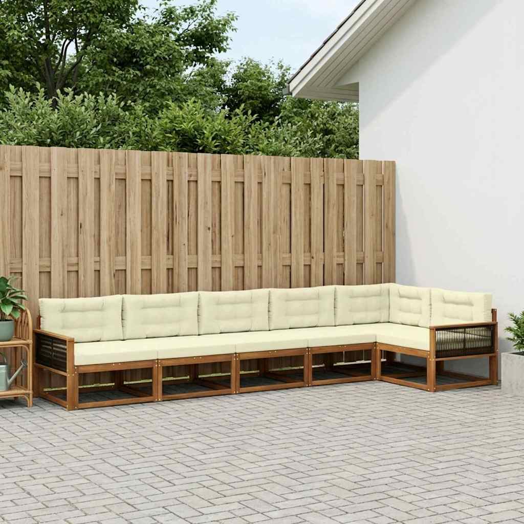 Buiten bankenset met kussen 6 pcs Natuurlijk en Crème is nu te koop bij PeponiXL, paradijselijk wonen!