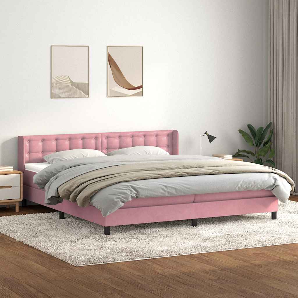 Boxspring met matras fluweel roze 180x210 cm is nu te koop bij PeponiXL, paradijselijk wonen!