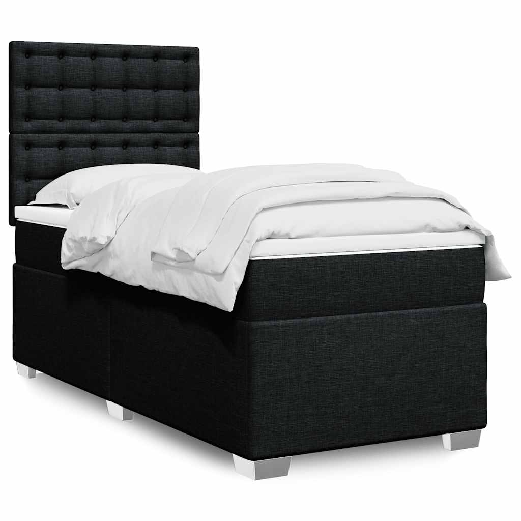 Boxspring met matras stof zwart 90x190 cm is nu te koop bij PeponiXL, paradijselijk wonen!