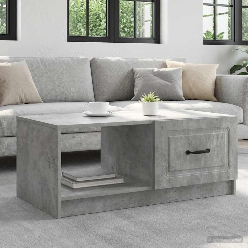 Salontafel Betongrijs 90 x 50 x 37 cm Bewerkt hout is nu te koop bij PeponiXL, paradijselijk wonen!