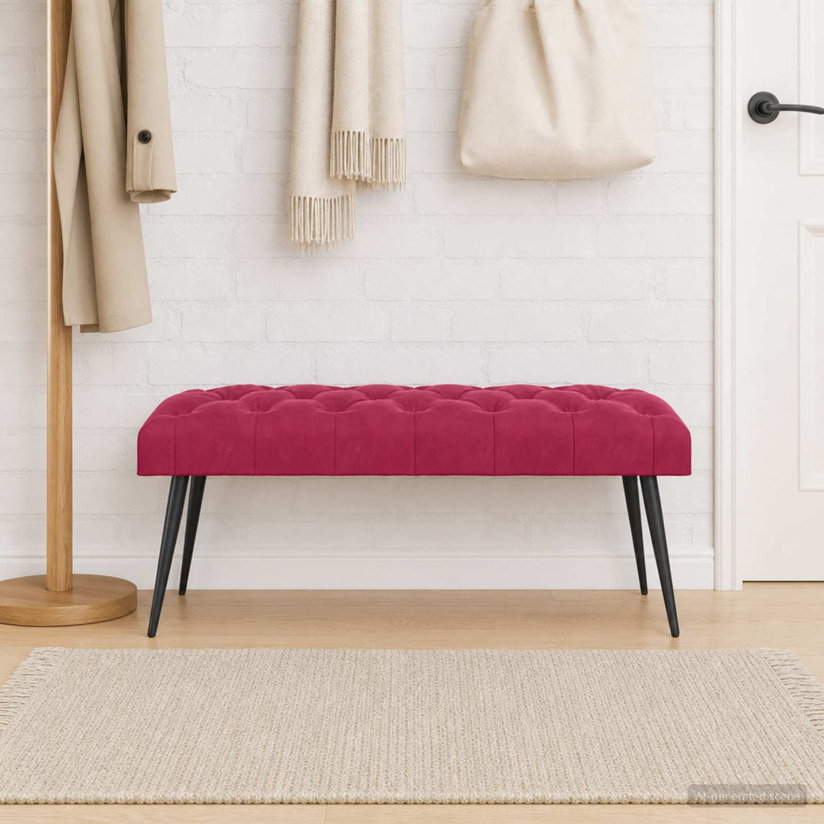 Bank met knoopverstelling Wijnrood 110 x 40 x 46 cm Fluweel is nu te koop bij PeponiXL, paradijselijk wonen!