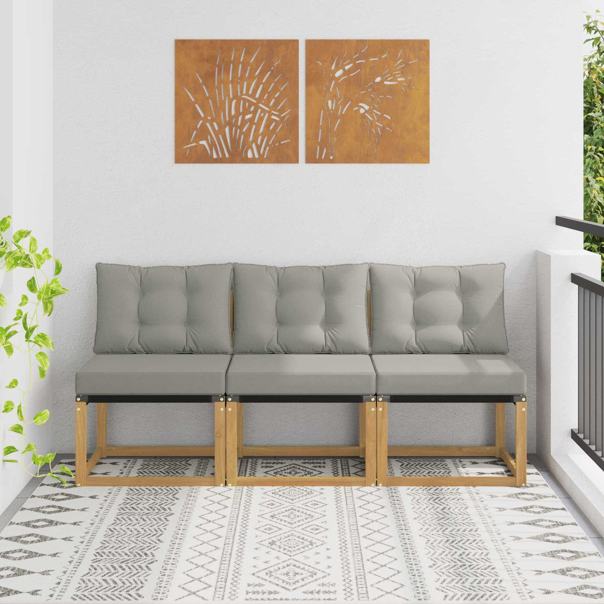 3 Stuk Buiten Midden Sofa Massief acaciahout en Textilene Stof is nu te koop bij PeponiXL, paradijselijk wonen!
