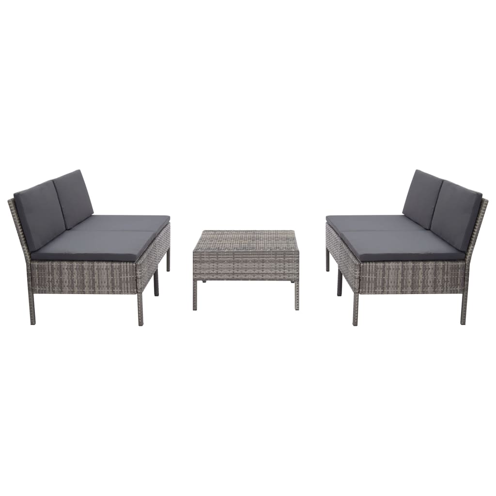 5-delige Loungeset met kussens poly rattan grijs is nu te koop bij PeponiXL, paradijselijk wonen!
