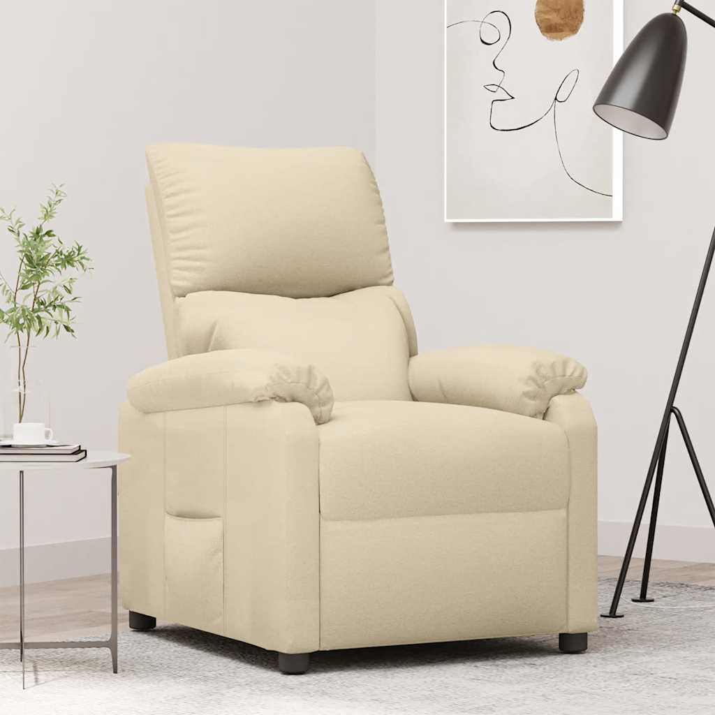 Fauteuil verstelbaar stof crèmekleurig is nu te koop bij PeponiXL, paradijselijk wonen!