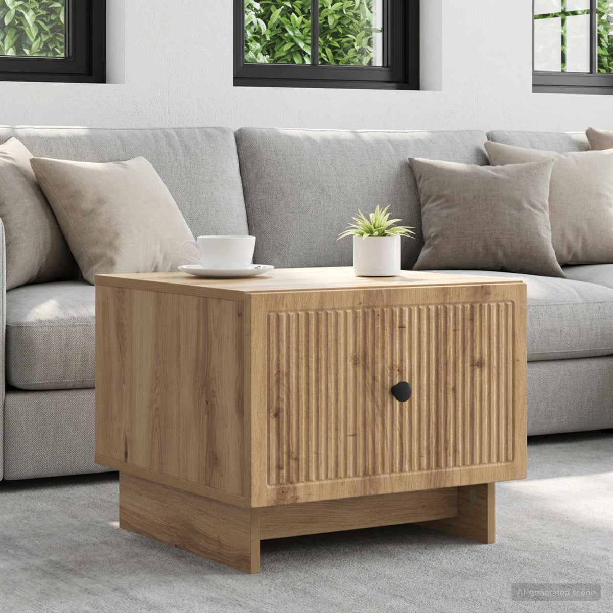 Salontafel Artisanaal eiken 49 x 50 x 40 cm Bewerkt hout is nu te koop bij PeponiXL, paradijselijk wonen!
