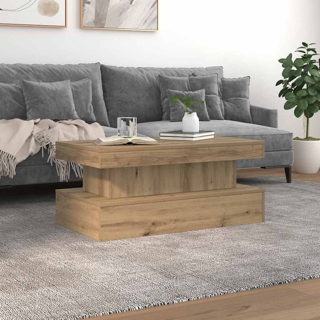 Salontafel met LED-verlichting 90x50x40cm artisanaal eikenkleur is nu te koop bij PeponiXL, paradijselijk wonen!