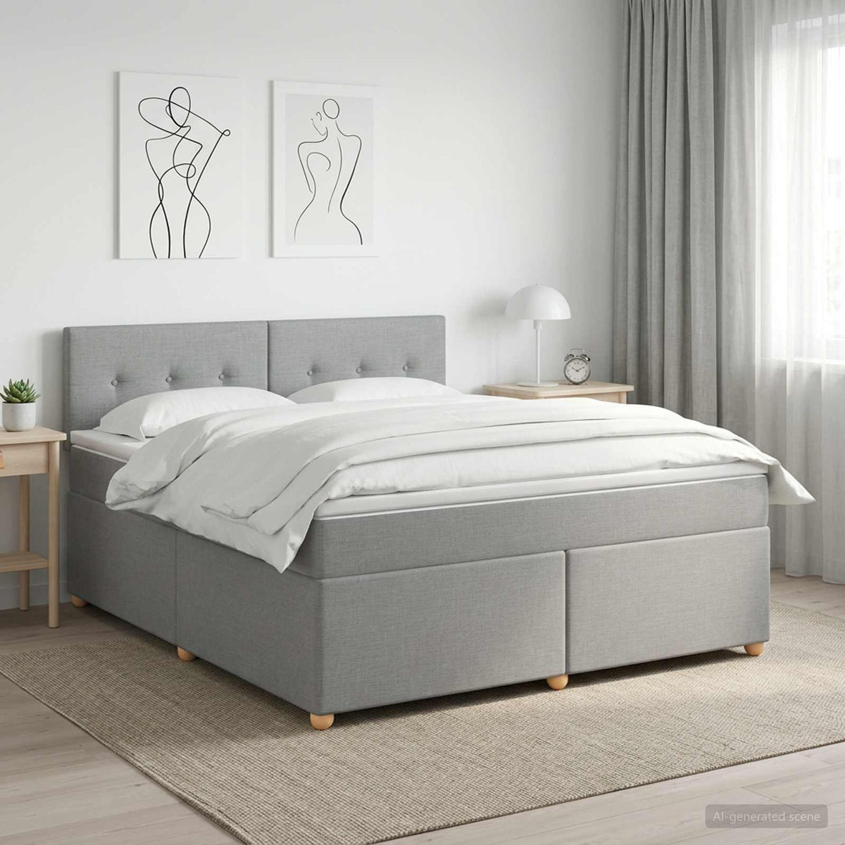 Boxspringbed met matras Lichtgrijs 180 x 200 cm Stof is nu te koop bij PeponiXL, paradijselijk wonen!