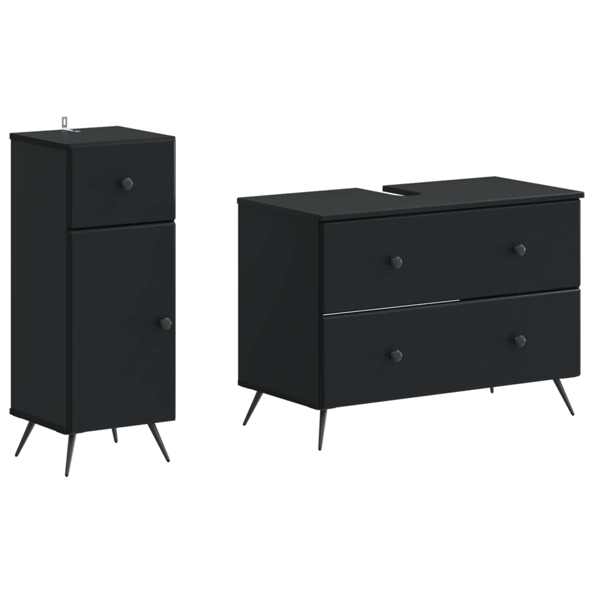 2-delige Badkamerkast Set BREDA Zwart Bewerkt hout is nu te koop bij PeponiXL, paradijselijk wonen!