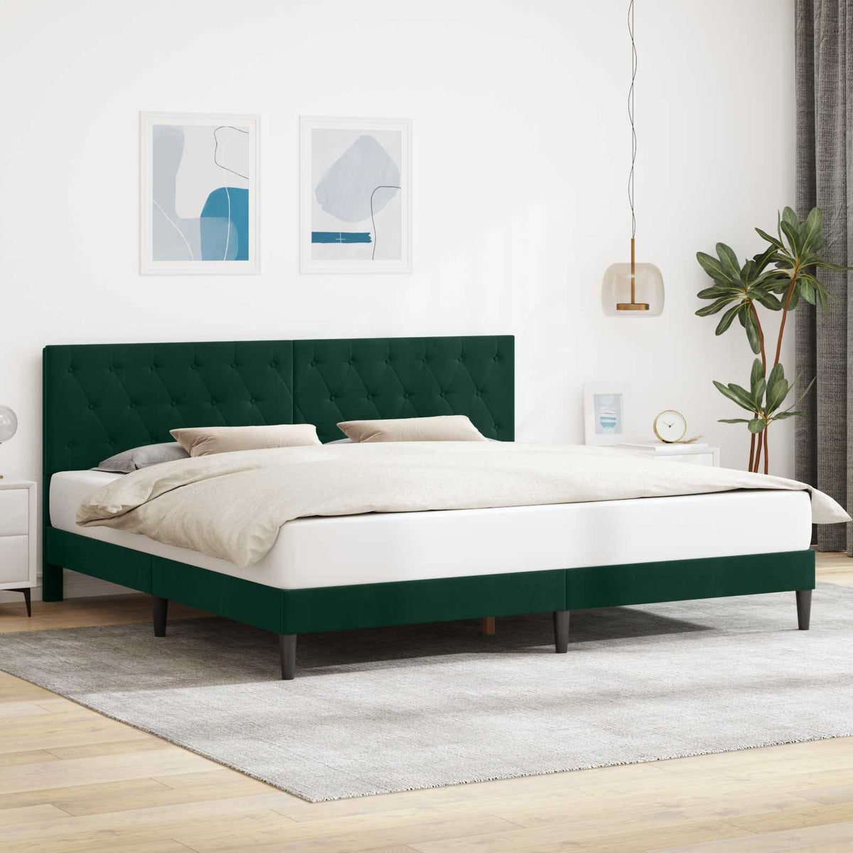 Bedframe met hoofdeinde Donkergroen 180 x 200 cm Fluweel is nu te koop bij PeponiXL, paradijselijk wonen!